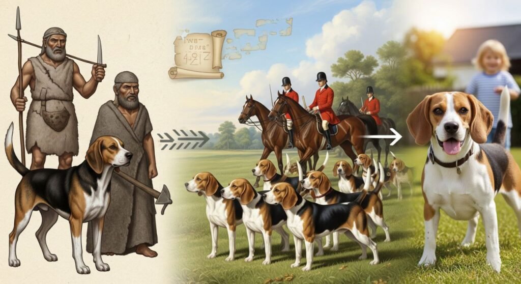 Timeline showing the historical development of the Beagle breed
