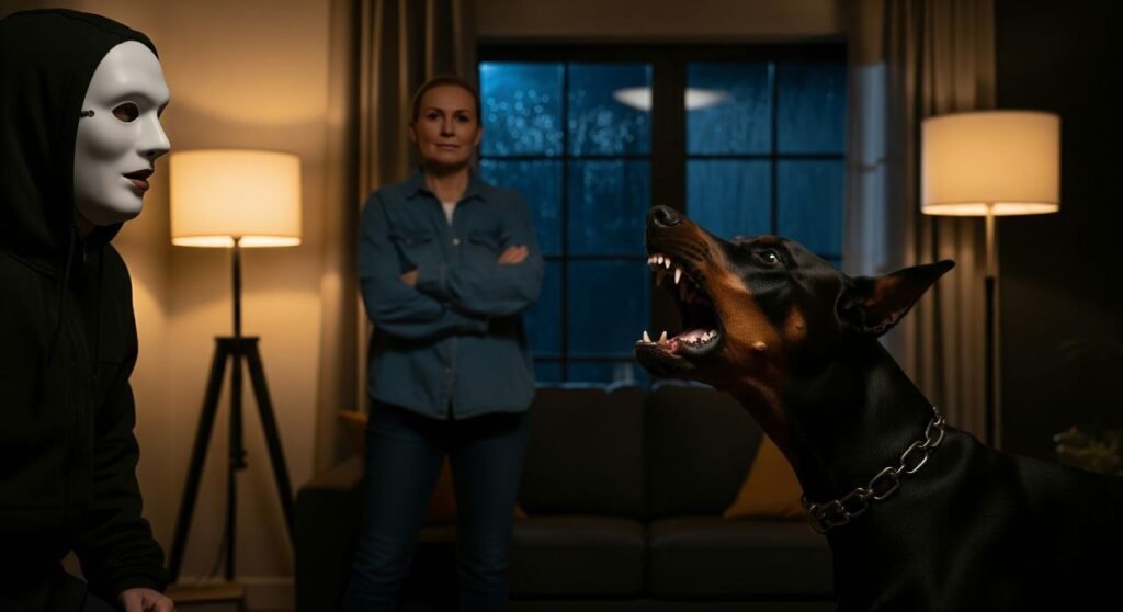 German Shepherd barking at an intruder, showing how dogs might react to protect their territory