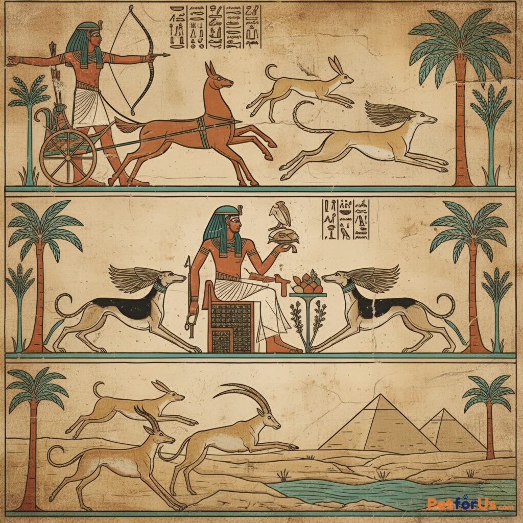 Saluki dogs in ancient Egyptian